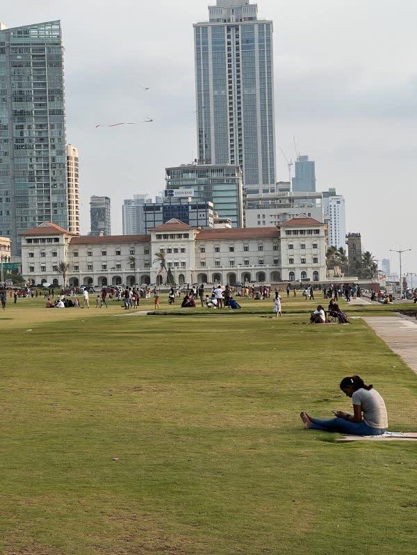 A Saturday afternoon at Galle Face Green with the Galle Face Hotel in the background