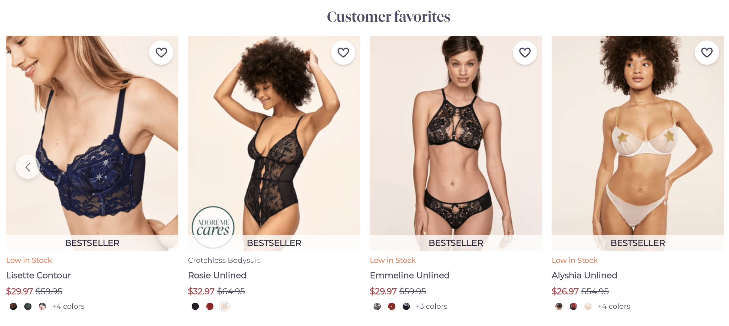 What are the size differences between Victoria secret and adore me