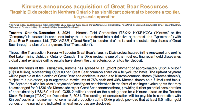 Kinross Acquires Great Bear