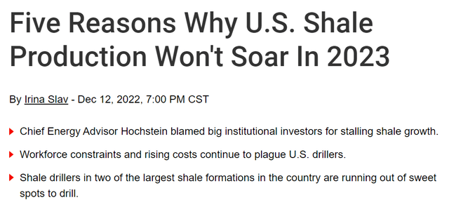 Oilprice.com; article; shale