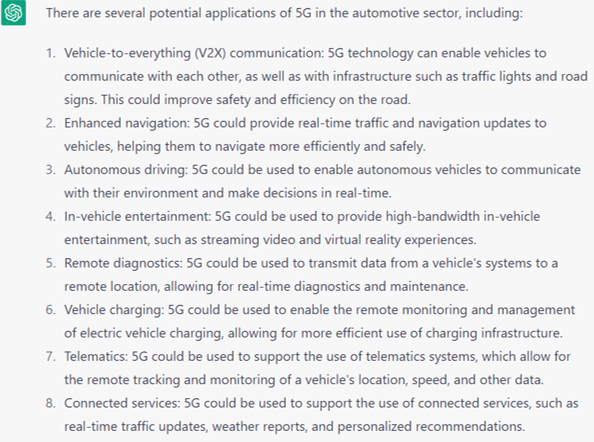 the potential applications of 5G in the automotive sector