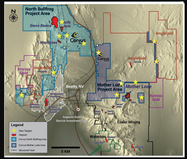 AngloGold Land vs. Corvus Gold Land/Deposits