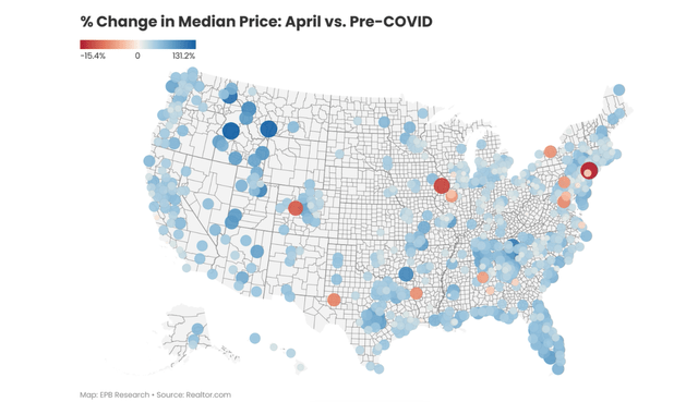 % Change in Median Price: April vs. Pre-Covid