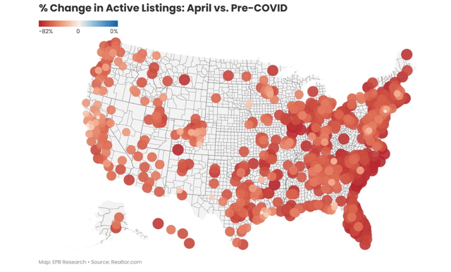% Change in Active Listings: April vs. Pre-Covid