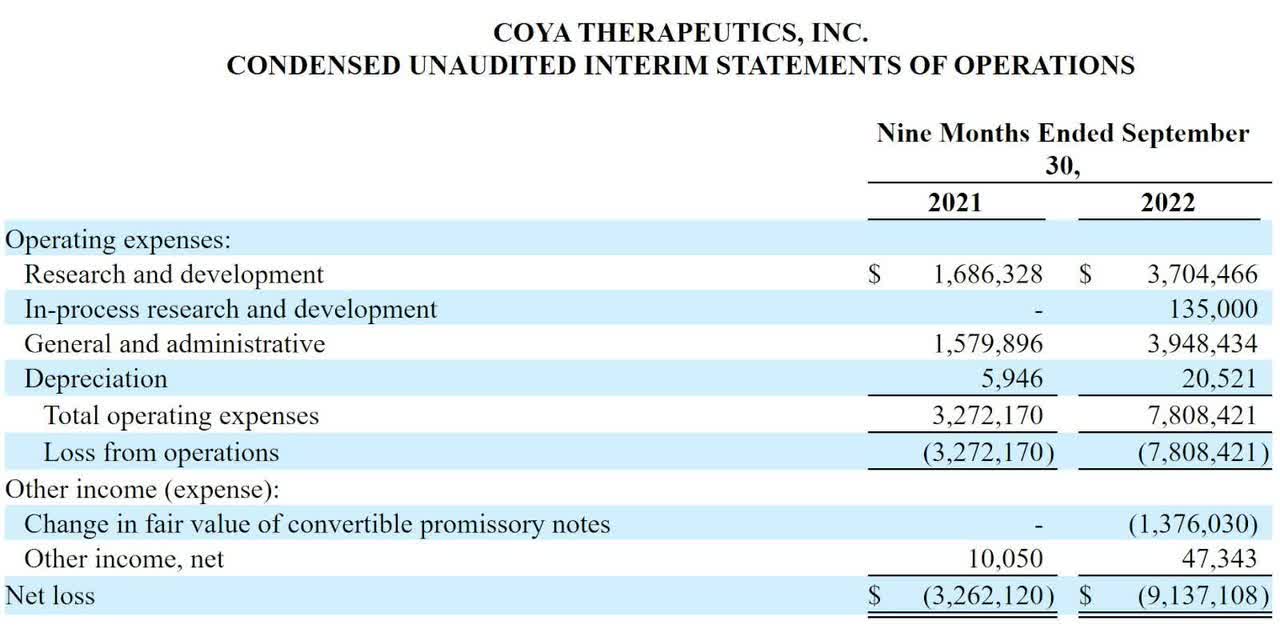 Company Statement Of Operations