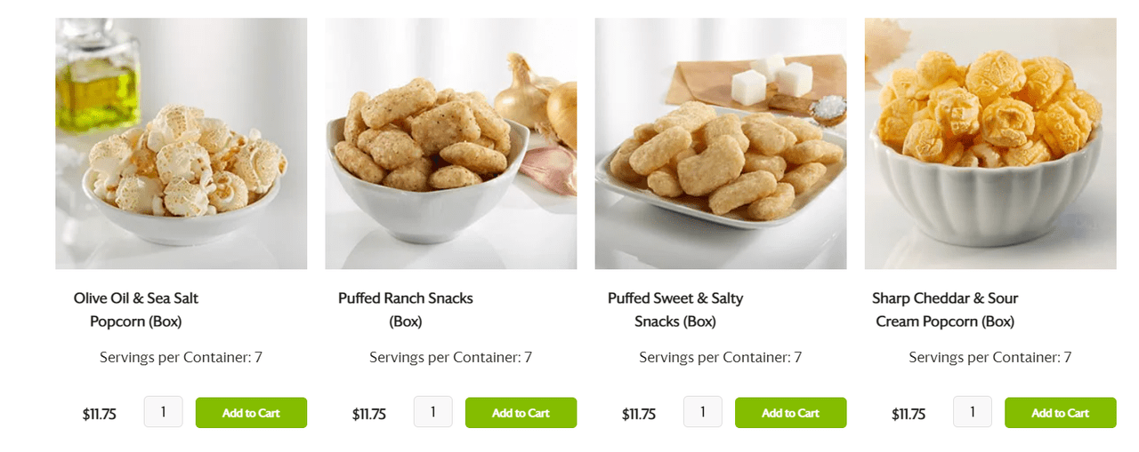 Some of the meals marketed on the website