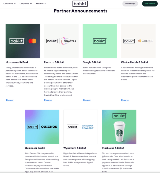 Bakkt corporate partners