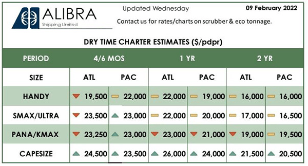 Dry bulk vessel time charter rates