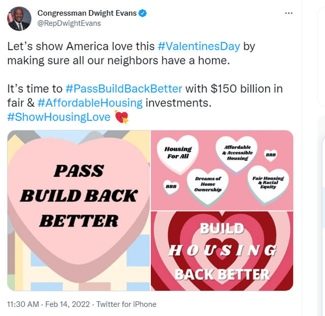 Pass Build Back Better For $150B for housing