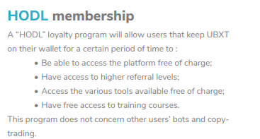 UpBots whitepaper: HODL membership program details