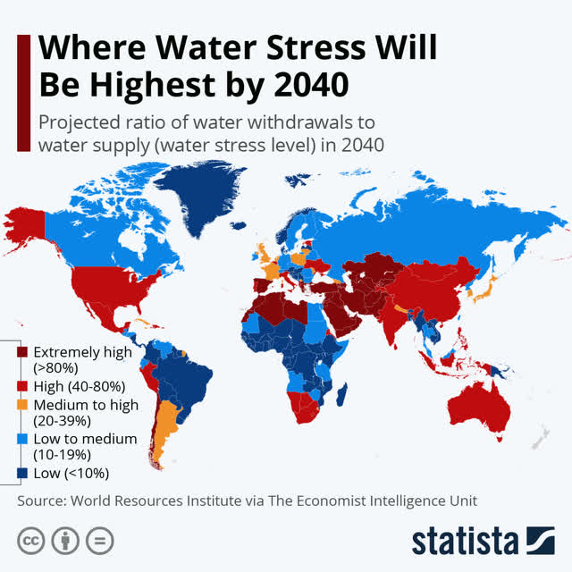 Infographic: where water stress will be highest by 2040 |  Statistical