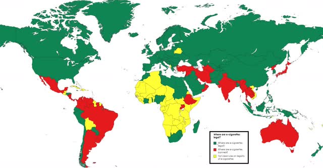 In which countries e-cigarettes are legal