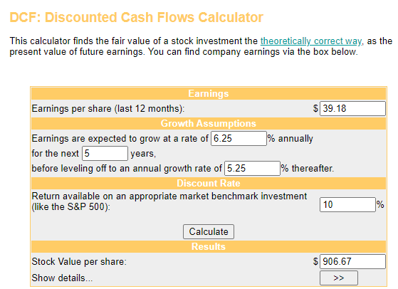 My inputs into the discounted cash flows model show BlackRock