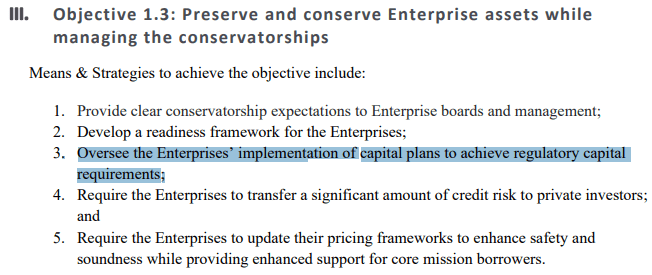 Objective 1.3: Preserve and conserve Enterprise assets while managing the conservatorships