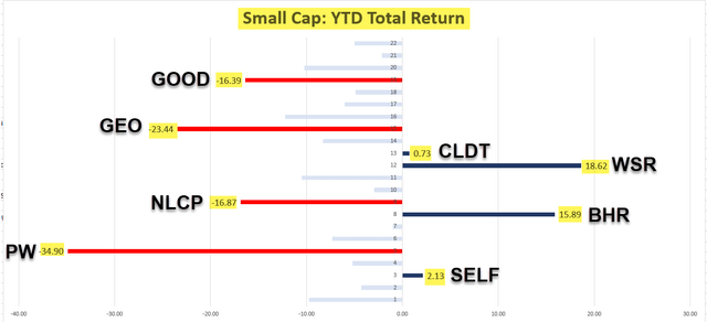 small cap REIT YTD total returns