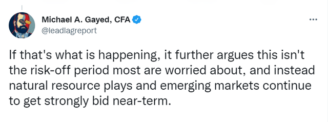 Tweet from Michael A. Gayed, CFA