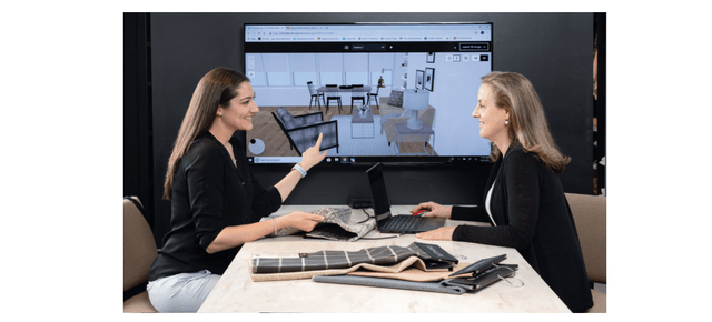 Ethan Allen designer makes plans with customer using technology