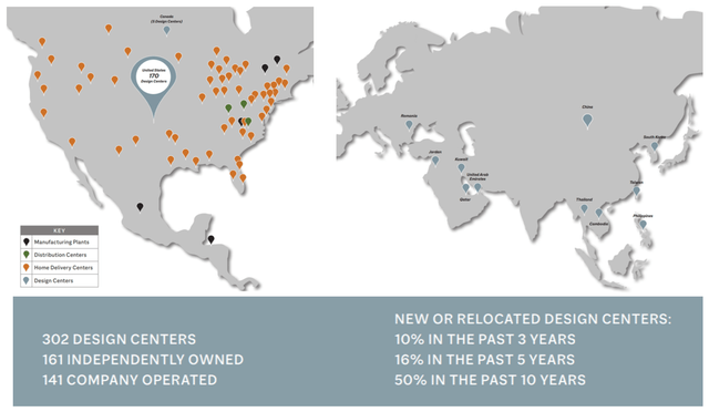 World maps showing Ethan Allen locations