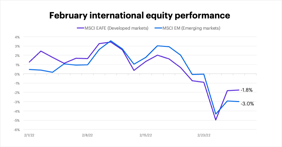 February 2022 international equity performance