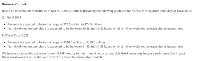 Domo FY23 guidance