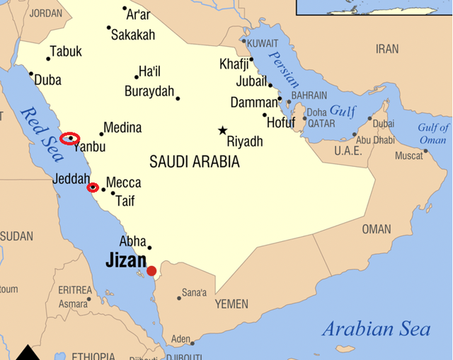 Yanbu Jeddah and Jizan attacked