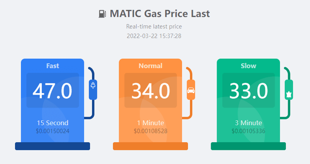 Tarifas de gas MATIC