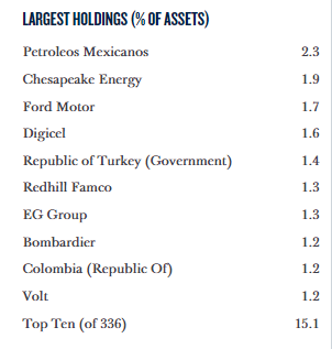 GHY largest holdings