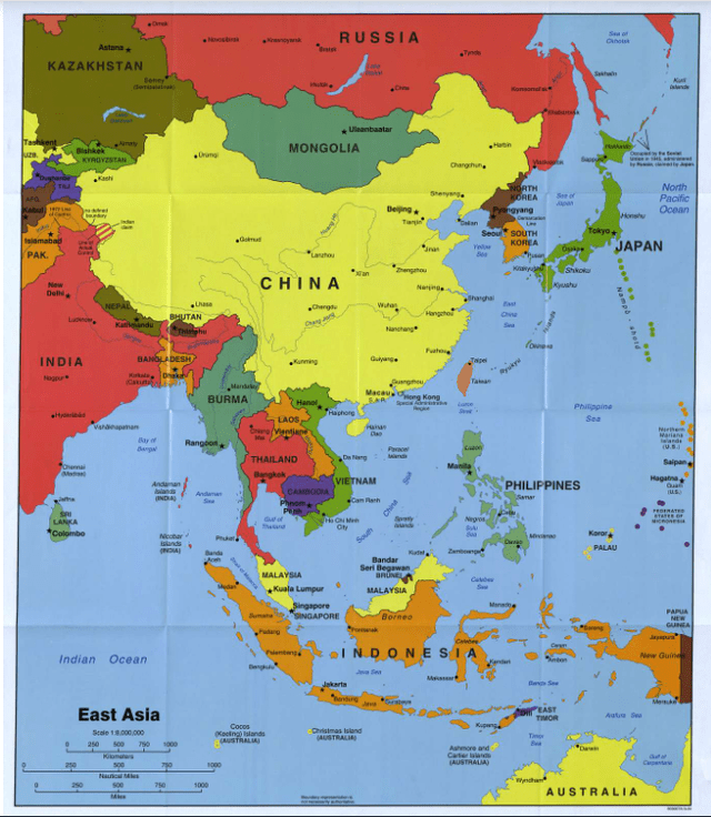 East Asia political map