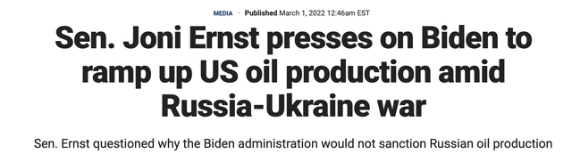 News headline regarding oil production