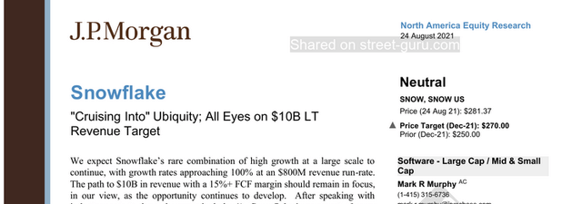 JP Morgan Equity Research Note