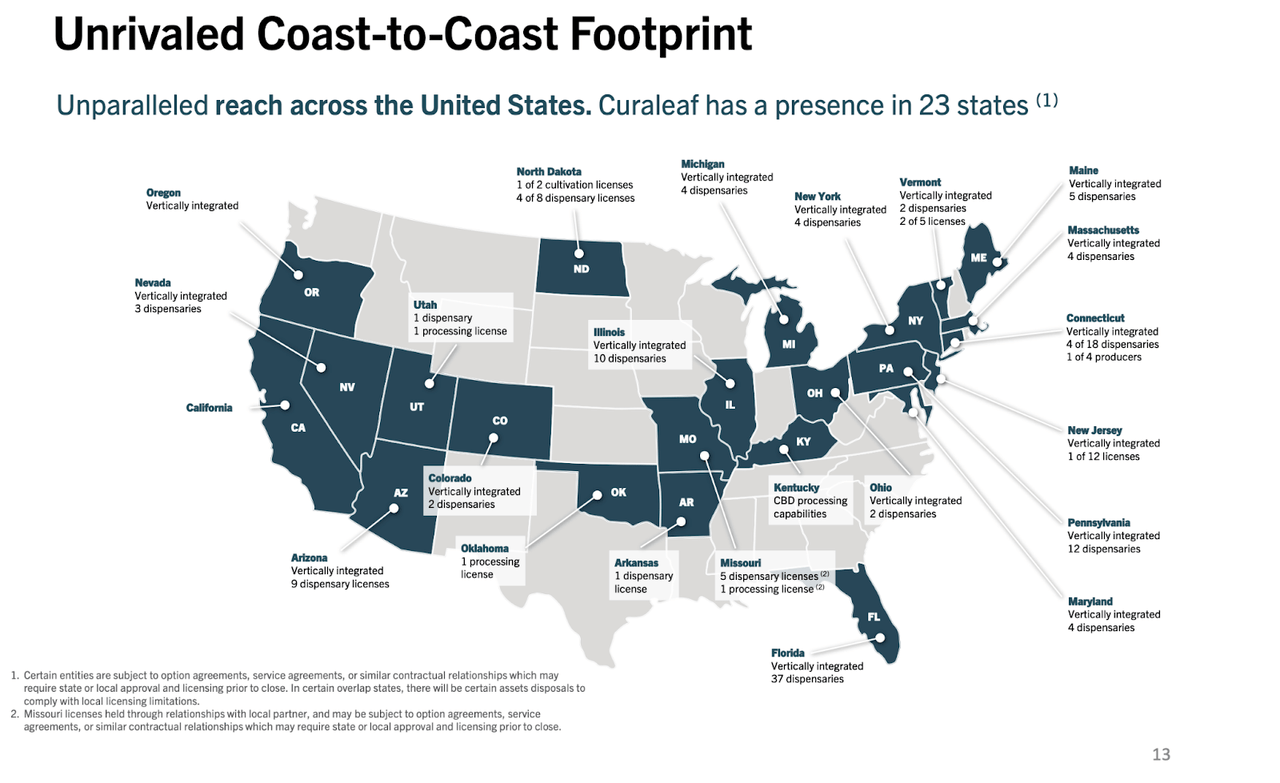 curaleaf coast to coast footprint