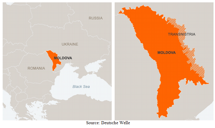 Moldova map, zoomed in to show Transnistria
