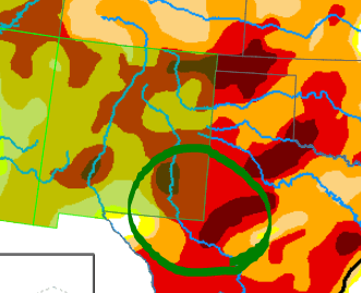 An image highlighting drought levels in Permian Basin