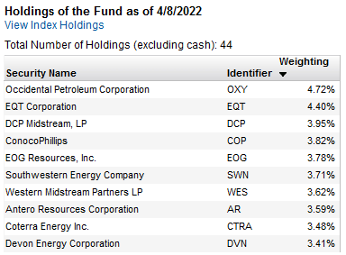 FCG ETF Top-10 Holdings