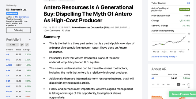 Snapshot of author's February 19th, 2020 AR article.