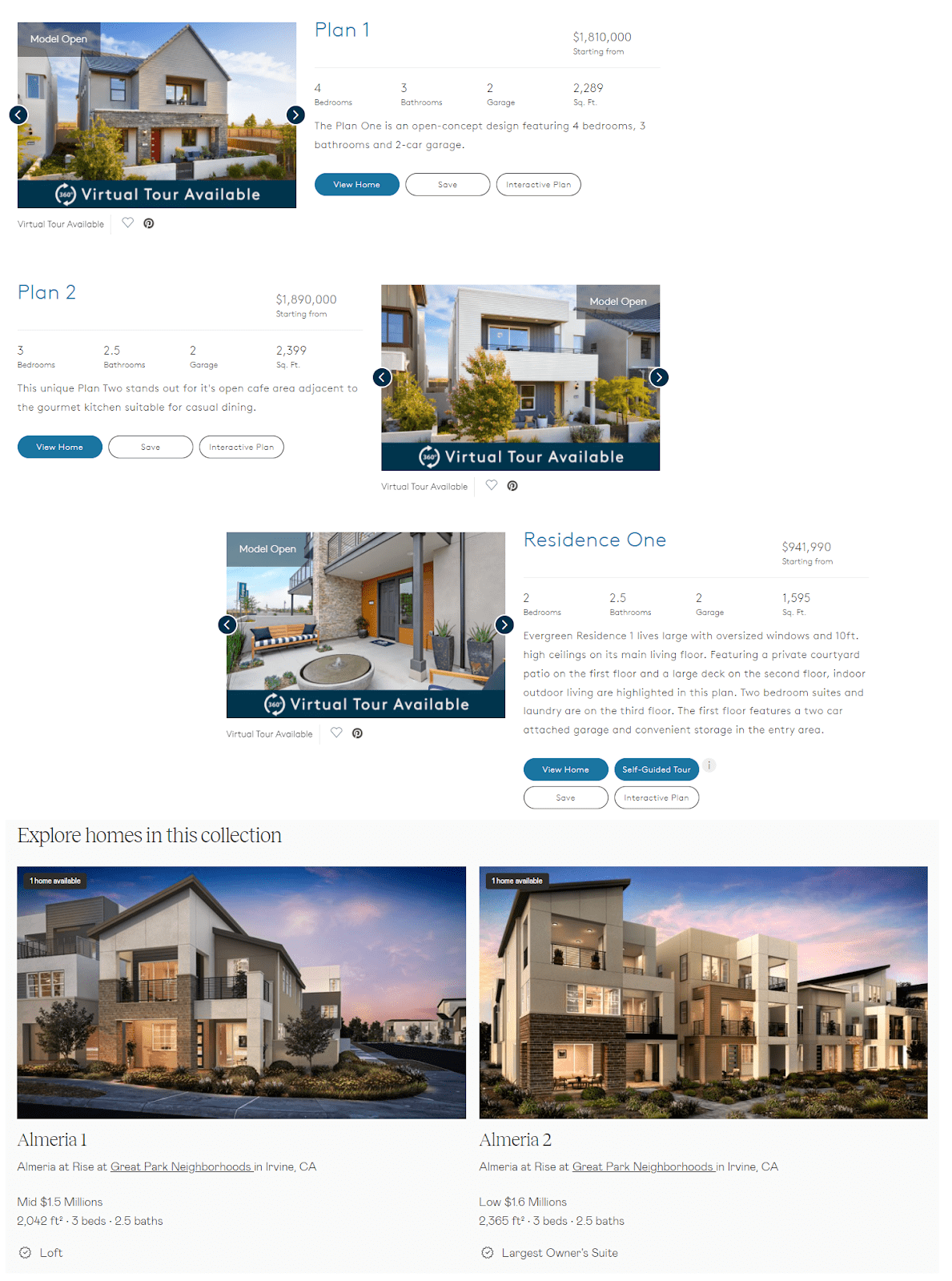 Images of some of the available properties.