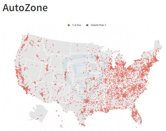 AutoZone location map