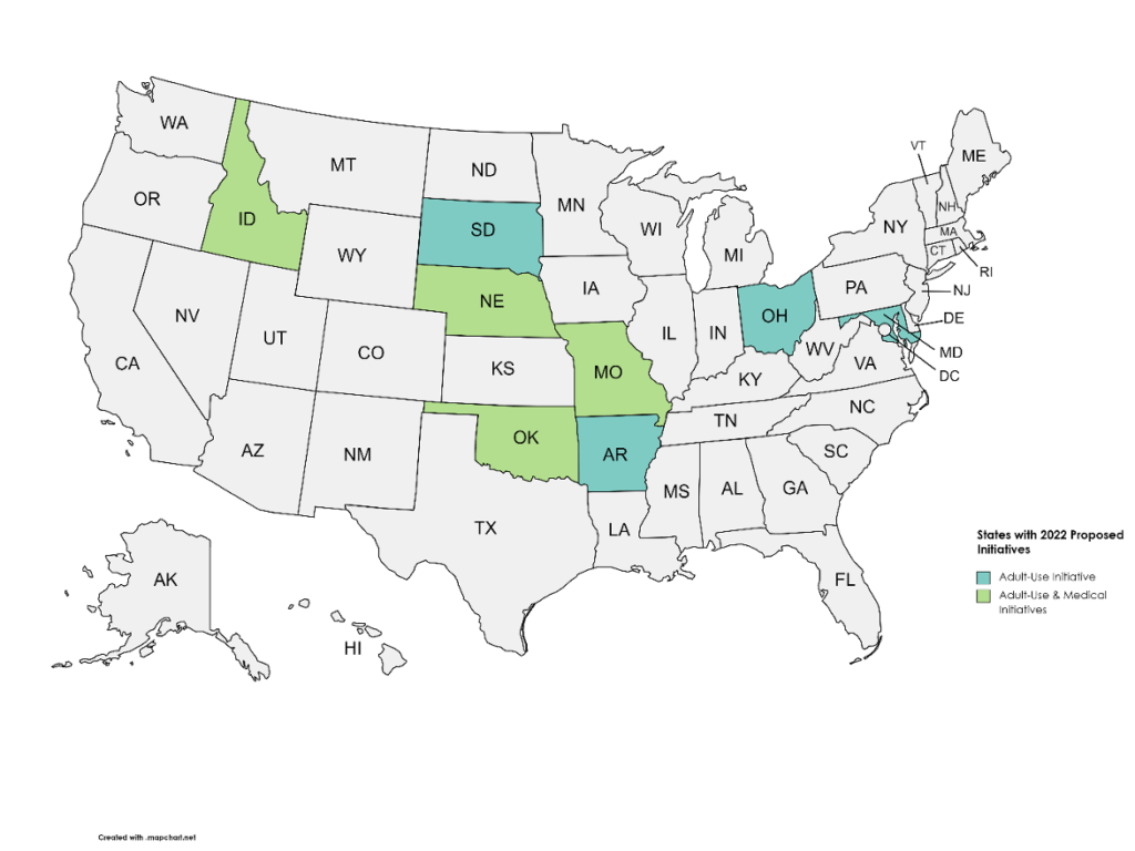 States with 2022 proposed initiatives.