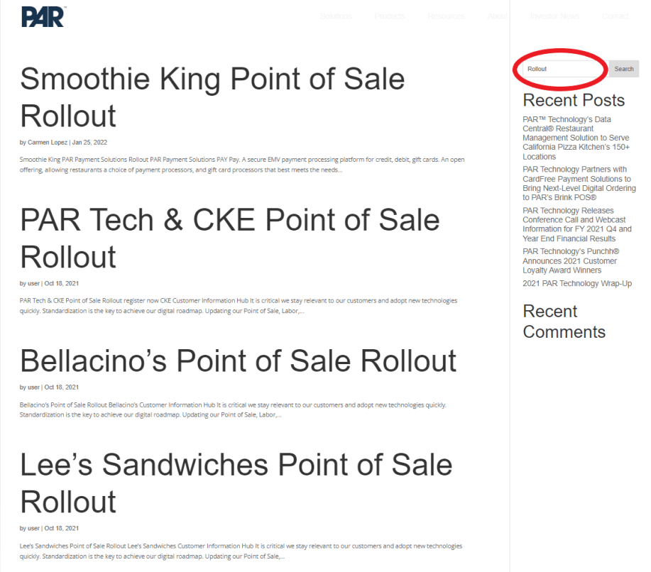 Point of sale rollout