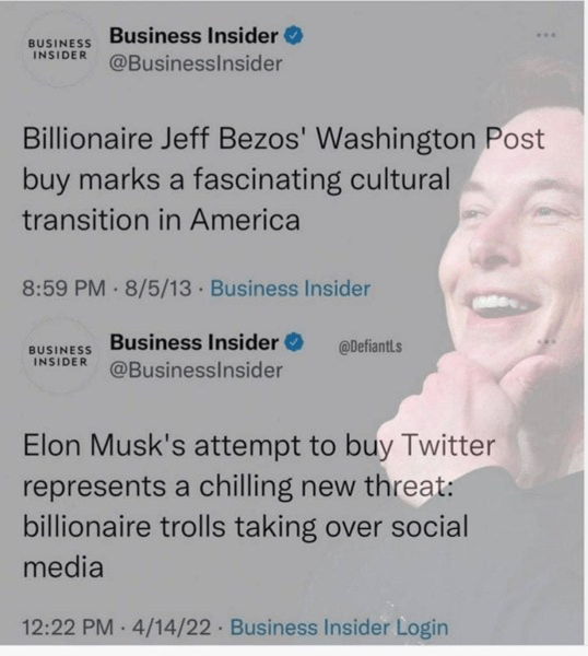 Business Insider tweets on Elon Musk