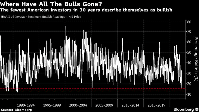 The fewest American investors in 30 years describe themselves as bullish