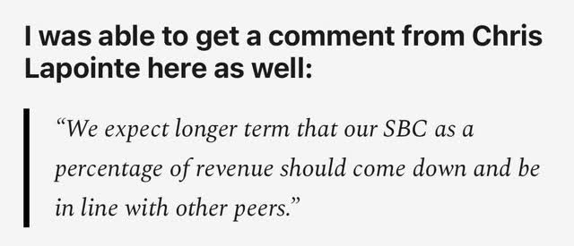 Quote from SoFi CFO Chris Lapointe about SBC