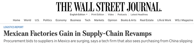 WSJ headline Mexico supply chains