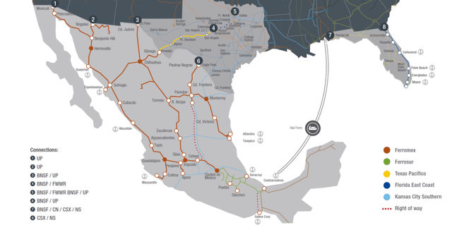 Grupo Mexico Transportes Route Map