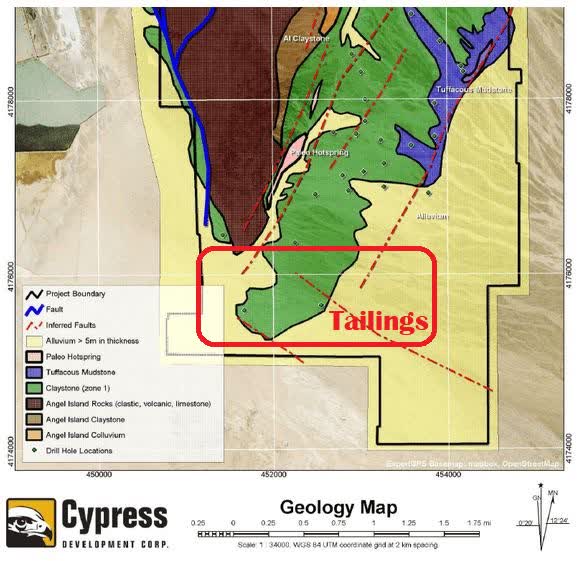 Green Lithium Rich Clay & Tailings area