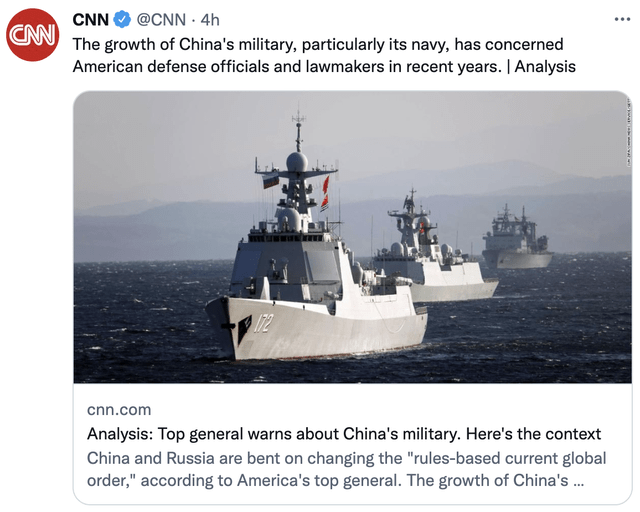 CNN headline regarding China