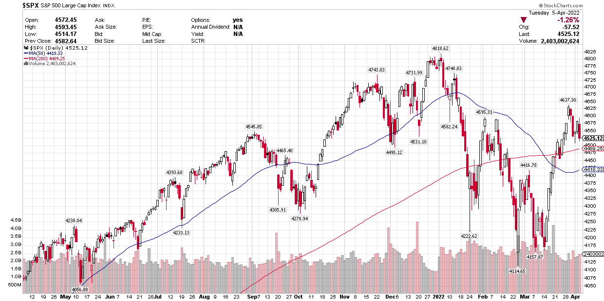 S&P 500 large cap index chart