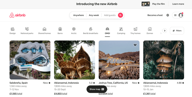 Airbnb New Summer Release OMG category