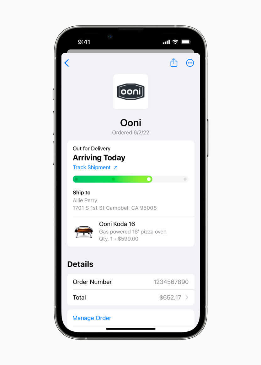 Apple Pay Order Tracking