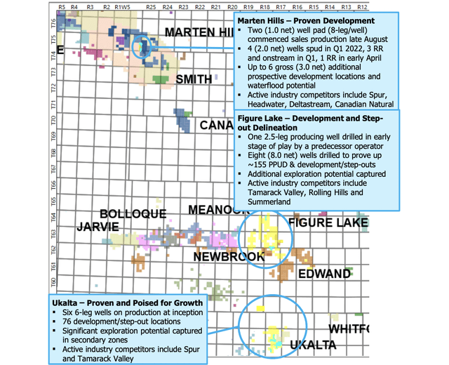 A map showing the Clearwater acreage held by Rubellite Energy